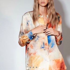 Le Fou Aritzia 100% silk shirt dress multicolor